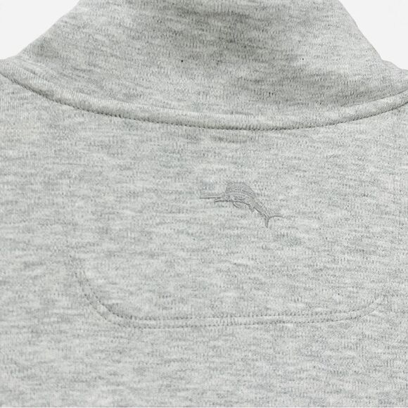 Tommy Bahama Martinique Half Zip XL Light Heather Gray 100% Pima Cotton - Picture 6 of 9